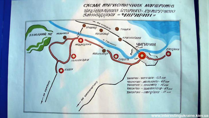Карта туристичних маршрутів Чигиринського району